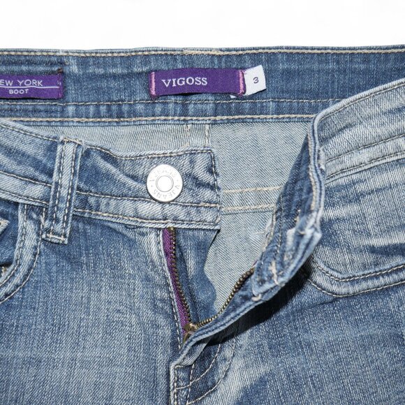 Vigoss Bootcut Jeans Women Size 3 Stretch Rear Flap Pocket Indigo Wash EUC - Picture 6 of 11